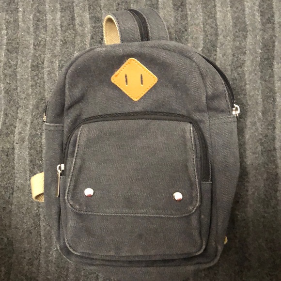 Handbags - Dark Grey Canvas Mini Backpack with Adjustable Straps